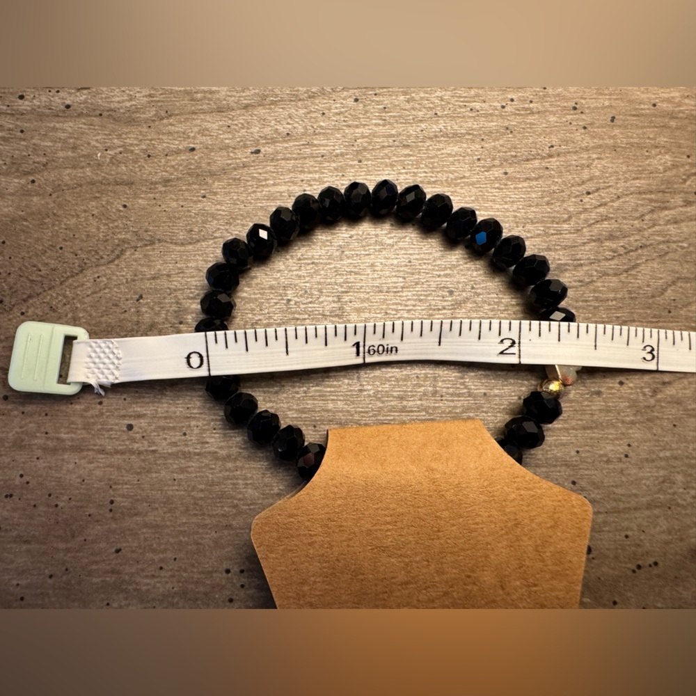 Black Beaded Stretchy Bracelet - Picture 3 of 3